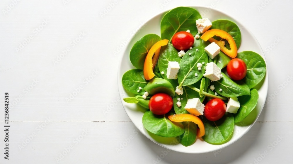 Refreshing Spinach Salad with Cherry Tomatoes and Feta Cheese Cubes Refreshing Spinach Salad with Cherry Tomatoes and Feta Cheese Cubes