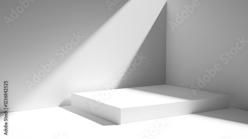 Wallpaper Mural Minimalist White Cube Platform In Corner Sunlight Torontodigital.ca