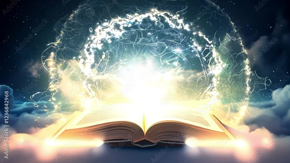 magic book with magic lights
