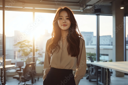 Confident young woman in modern office. Free Download Confident young woman in modern office. - GFXLoad