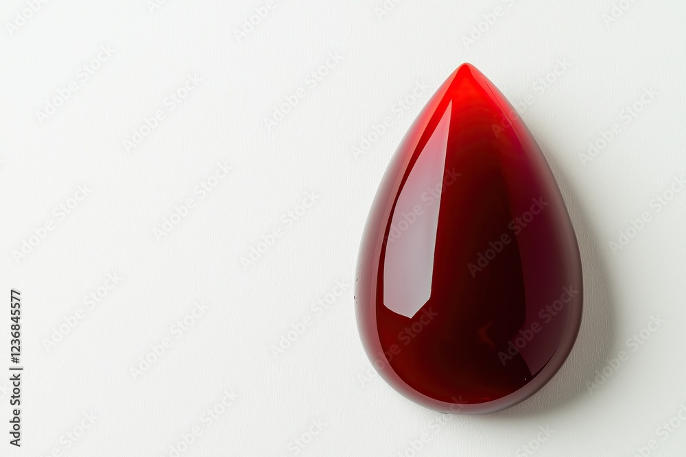 Fototapeta premium teardrop shaped dark red object rests on white surface smooth glossy finish reflects light