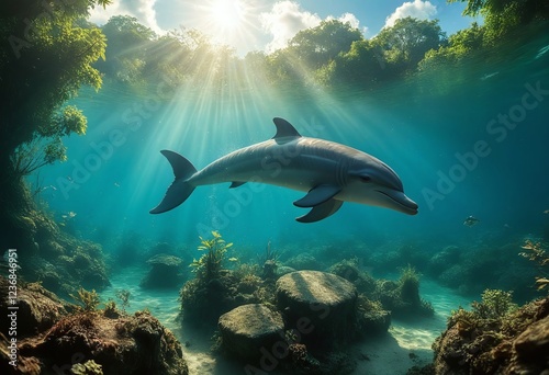 Underwater view of a dolphin