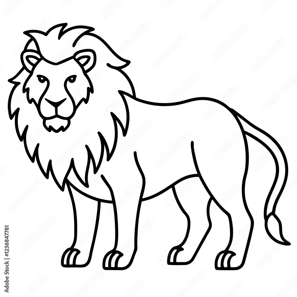 Obraz premium Single Stroke Lion Art Vector