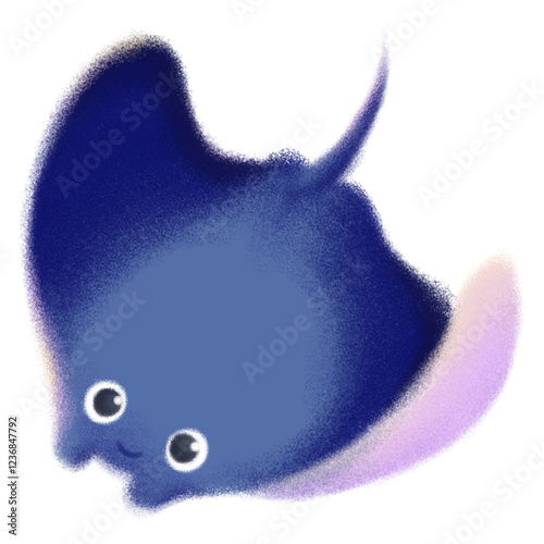 Manta Ray fish Adventure in the Deep Blue Ocean World children's illustration