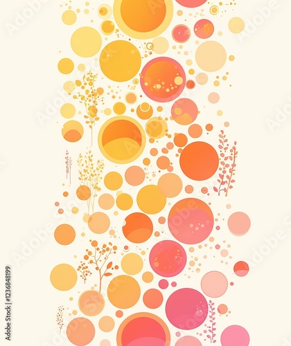  rows of orange, pink, and light yellow gradient circles photo