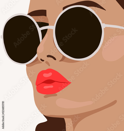 Bold Red Lips and Oversized Sunglasses