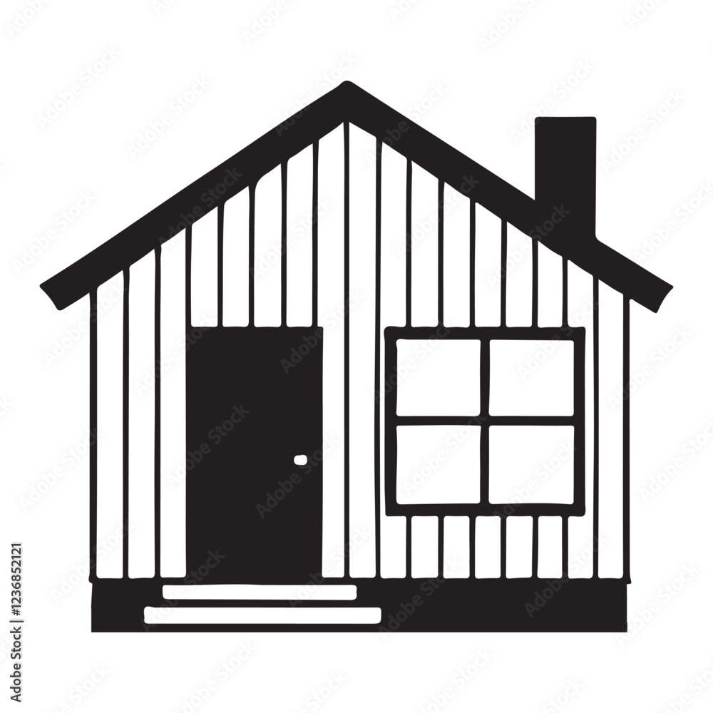 Simple Silhouette Illustration of a Cozy Little House Simple Silhouette Illustration of a Cozy Little House