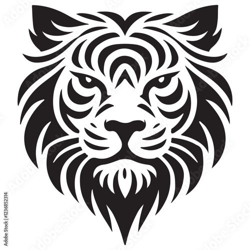 Stylish Black Tiger Head Silhouette Vector Art Design