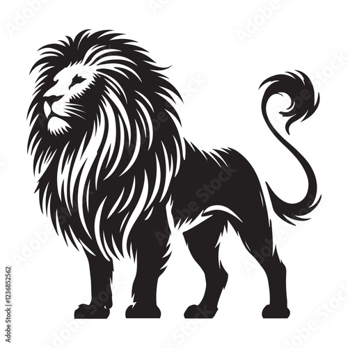 Silhouette of Standing Majestic Lion