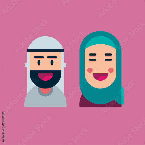 flat design muslim character, vector illustration for an Islamic religious event, Ramadan