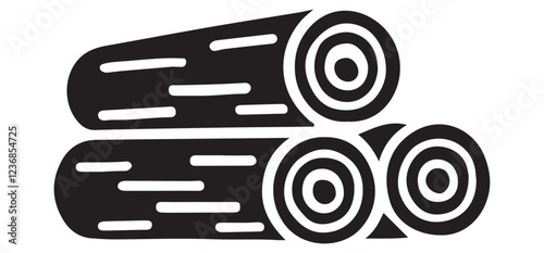 Stacked Wooden Logs Silhouette Illustration