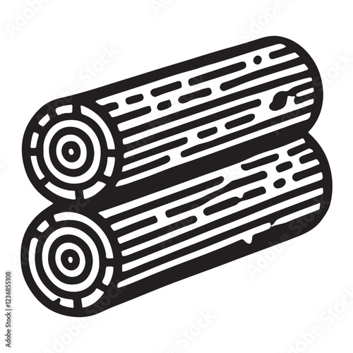 Two Logs Stacked Silhouette Vector Illustration