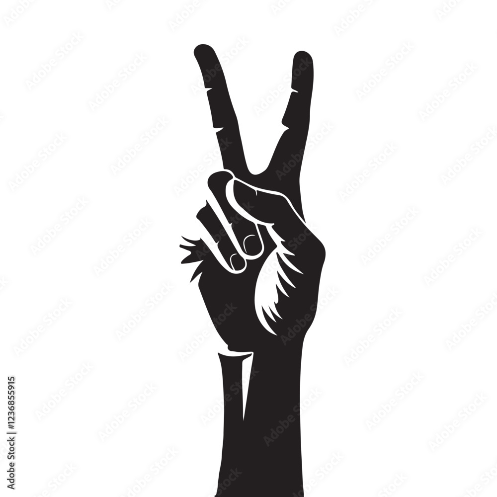 Peace Sign Hand Silhouette Illustration for Posters