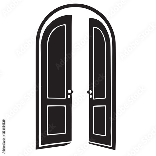 Open Double Doors Silhouette Illustration for Grand Entrances