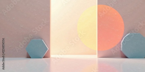 Wallpaper Mural Pastel Minimalist Studio Scene with Geometric Forms and Subtle Lighting Torontodigital.ca