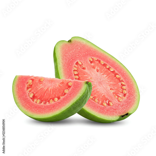 slice of guava fruits on white background