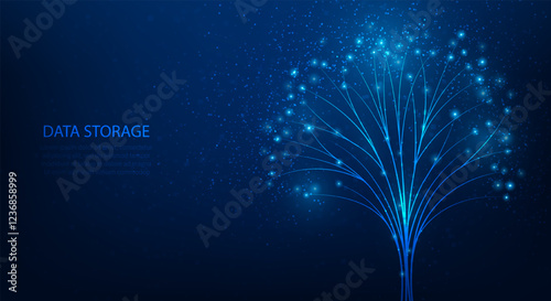 tree data storage computing digital technology background. network internet branches center. vector illustration fantastic technology.