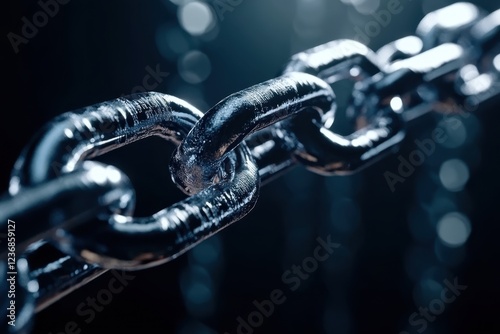 Close-up of metallic chains in dark, showcasing their strength and resilience