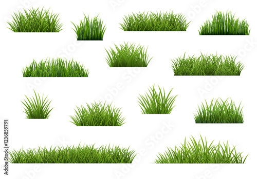 set of green grass