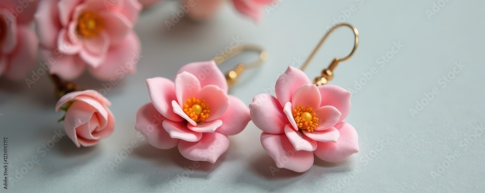 Delicate blush polymer clay earrings, classic elegant design , handmade, feminine Delicate blush polymer clay earrings, classic elegant design , handmade, feminine