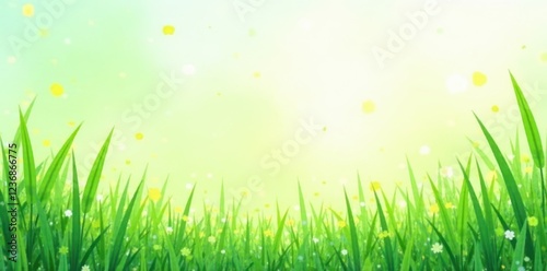 Green summer grass watercolor background, modern pastel splash pattern , green, design