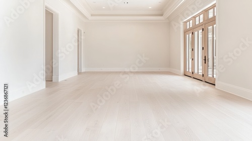 Wallpaper Mural Empty luxury home interior, hardwood floors, French doors, background shows more of the home Torontodigital.ca