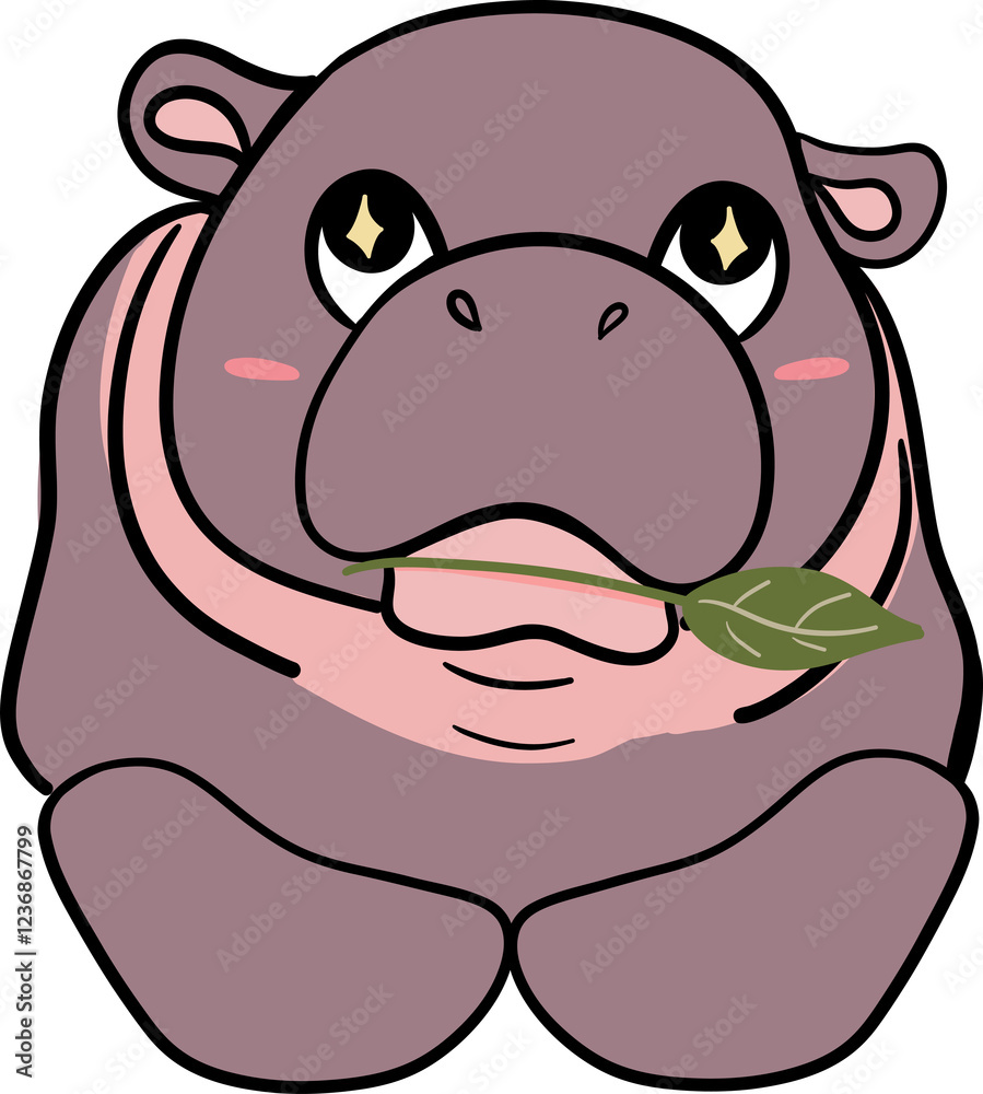 Naklejka premium This cute moodang hippopotamus clipart is perfect for Valentine’s Day gifts, offering a playful and lovable design ideal for creating romantic greeting cards, decorations, and digital prints.