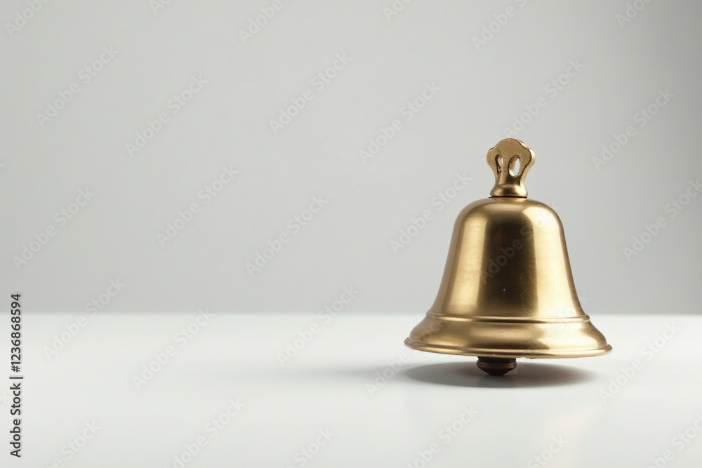 A lone bell resting on a white, smooth surface, bell, still life, photography A lone bell resting on a white, smooth surface, bell, still life, photography