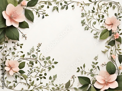 Wallpaper Mural spring design with subtle vine patterns and small blooms in each corner, creating a natural vibe Torontodigital.ca