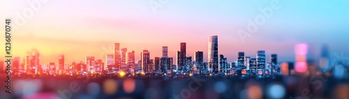 Stunning city skyline at sunset.