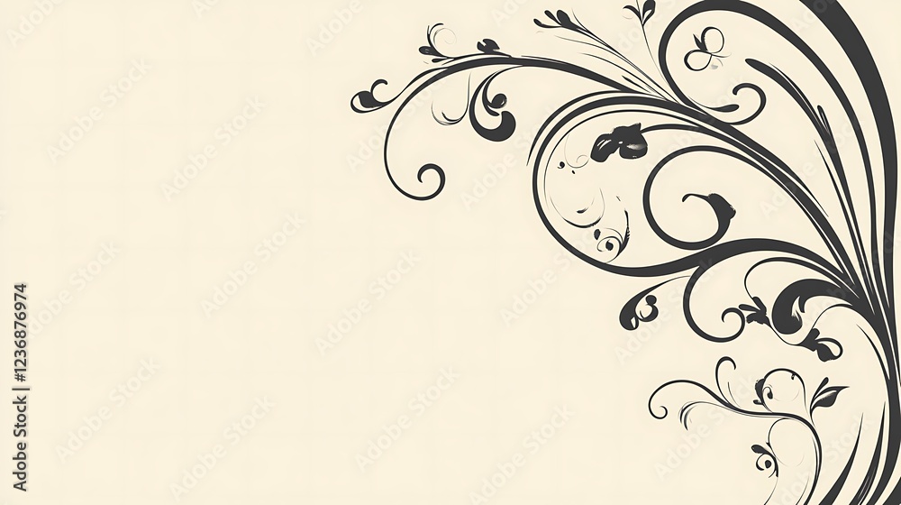 Elegant Floral Design Cream Background Swirls Elegant Floral Design Cream Background Swirls