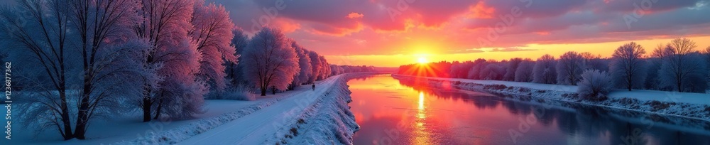 A frosty windowpane reflects the colors of the fading sunset over Nizhny Novgorod, sunset, icy A frosty windowpane reflects the colors of the fading sunset over Nizhny Novgorod, sunset, icy