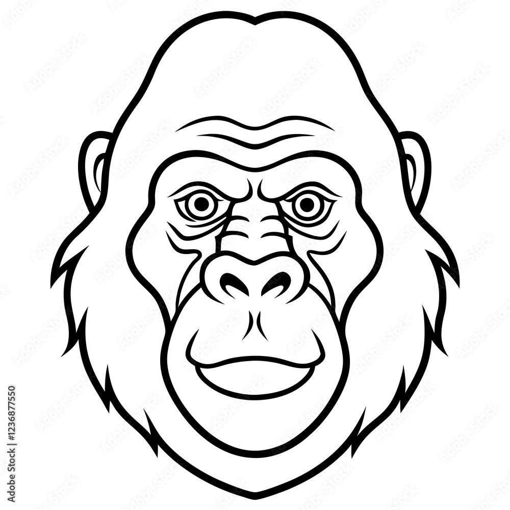 Sleek Gorilla Head Line Drawing Vector Sleek Gorilla Head Line Drawing Vector
