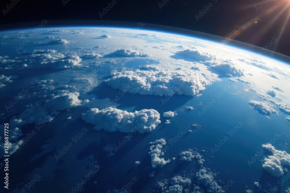 Fototapeta premium Earth's swirling clouds, continents, and oceans viewed from space , ocean, texture