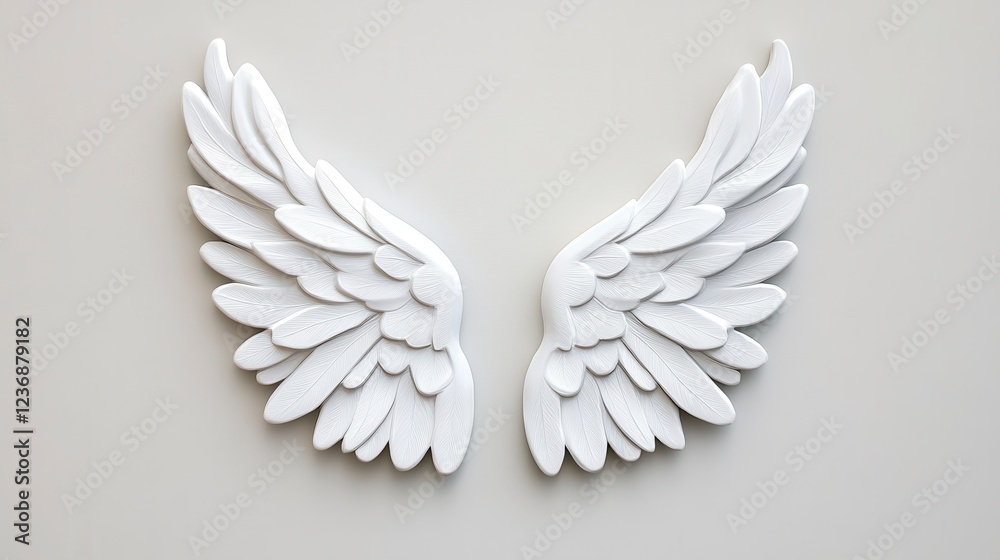 Fototapeta premium White Decorative Wings on a Wall for Home and Event Decor
