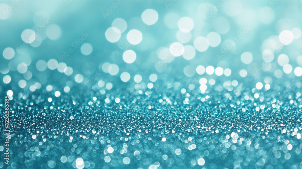 Shimmering Turquoise Glitter Background With Soft Bokeh Effect And Sparkling Light Dots Shimmering Turquoise Glitter Background With Soft Bokeh Effect And Sparkling Light Dots