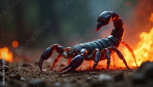 Scorpion stinger raised high to deliver fatal blow, predator, beast photo