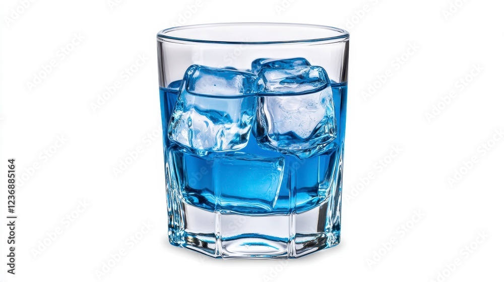 Refreshing Blue Beverage with Ice Cubes in a Clear Glass Refreshing Blue Beverage with Ice Cubes in a Clear Glass