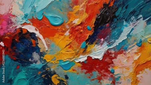 oil paint abstract background with blue white black yellow colors
