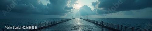 Schwarzes Meer unter wolkenverwachsener Br?cke, Wasserfl?chen, Regenwetter, Dunkelheit