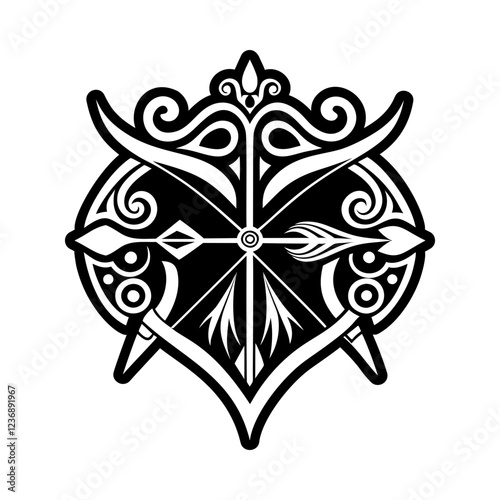 A filled style icon of artemis tattoo