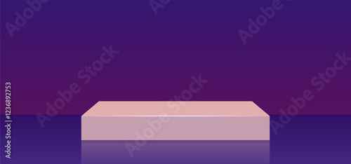 Minimalist podium on a deep purple background. Editable vector drawing. Showcasing products and creating abstract compositions.