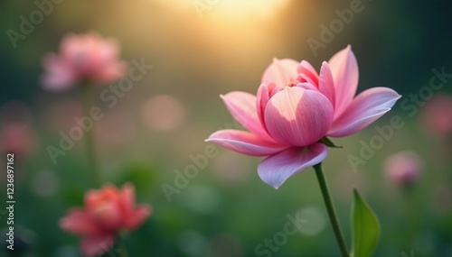 Soft focus on a delicate flower in a misty environment, garden, soft focus, nature