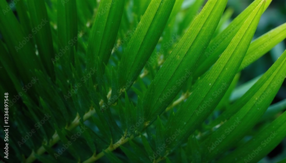 Palm fronds with green leaves overlapping each other, jungle, green leaves Palm fronds with green leaves overlapping each other, jungle, green leaves
