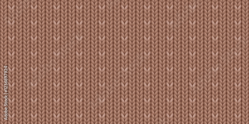 Seamless pattern of wool knitting in mocha mousse color, sweater texture. Abstract background of knitwear cloth fabric, material of woven wool or cotton yarn for clothes or plaid, vector illustration
