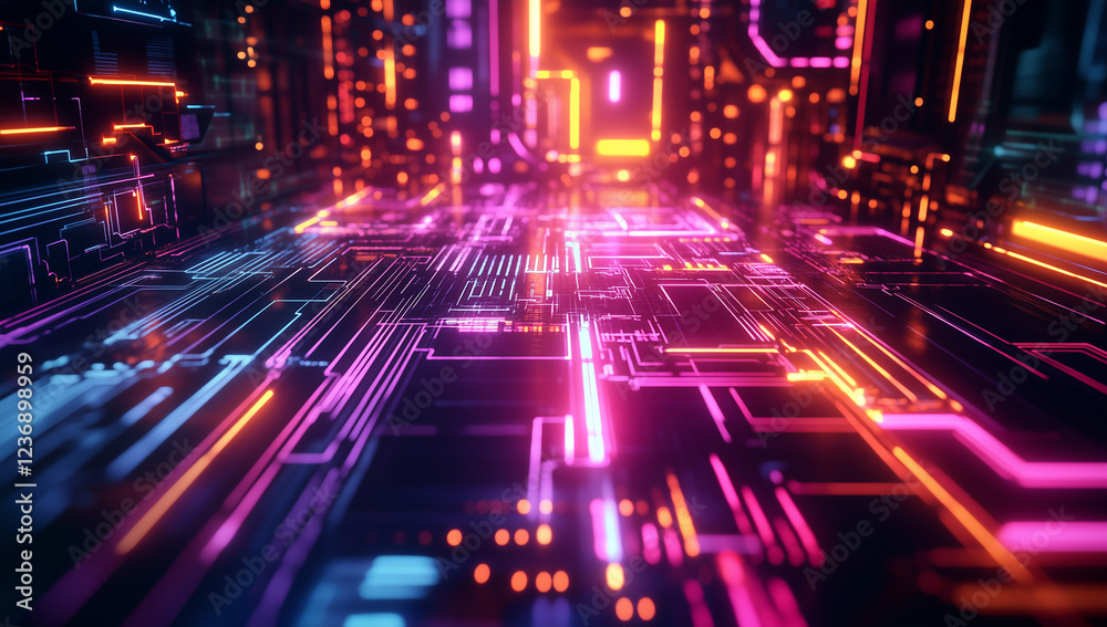 futuristic tech texture, neon colors, intricate patterns, glowing lines, high contrast, cyberpunk style futuristic tech texture, neon colors, intricate patterns, glowing lines, high contrast, cyberpunk style