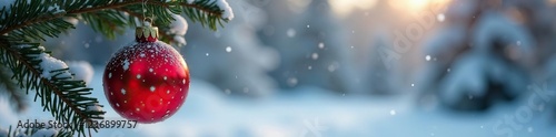 Ornament sways to and fro amidst a winter wonderland scene, nature, cold photo