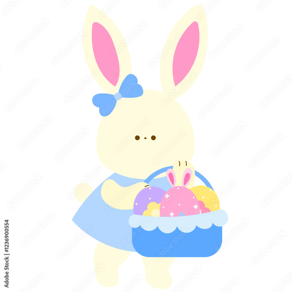cute bunny holding a basket of decorated easter eggs symbol of easter joy and happiness