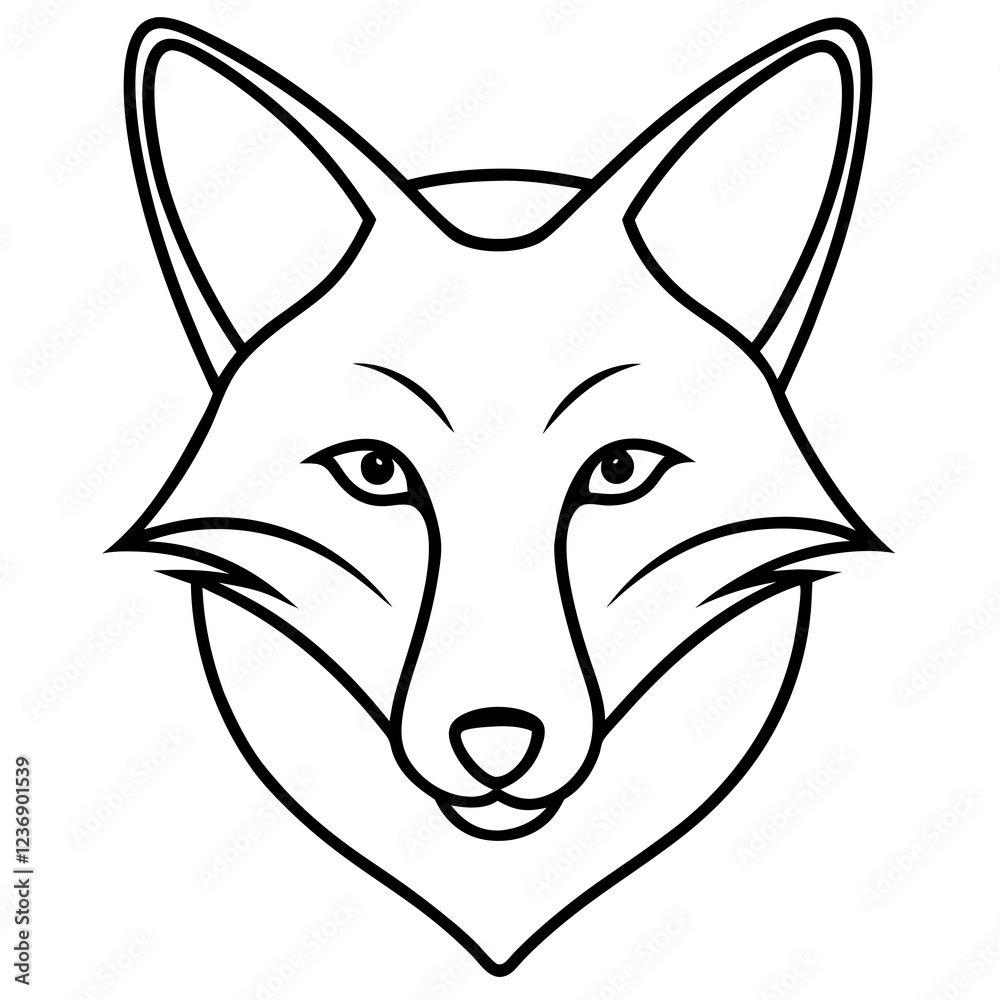 Obraz premium Sleek One-Line Fox Head Vector Illustration