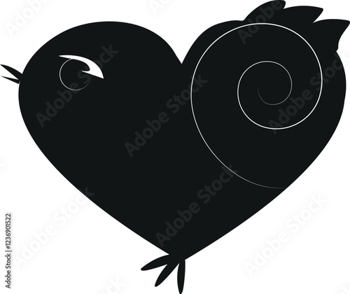 patterned bird in the shape of a heart photo